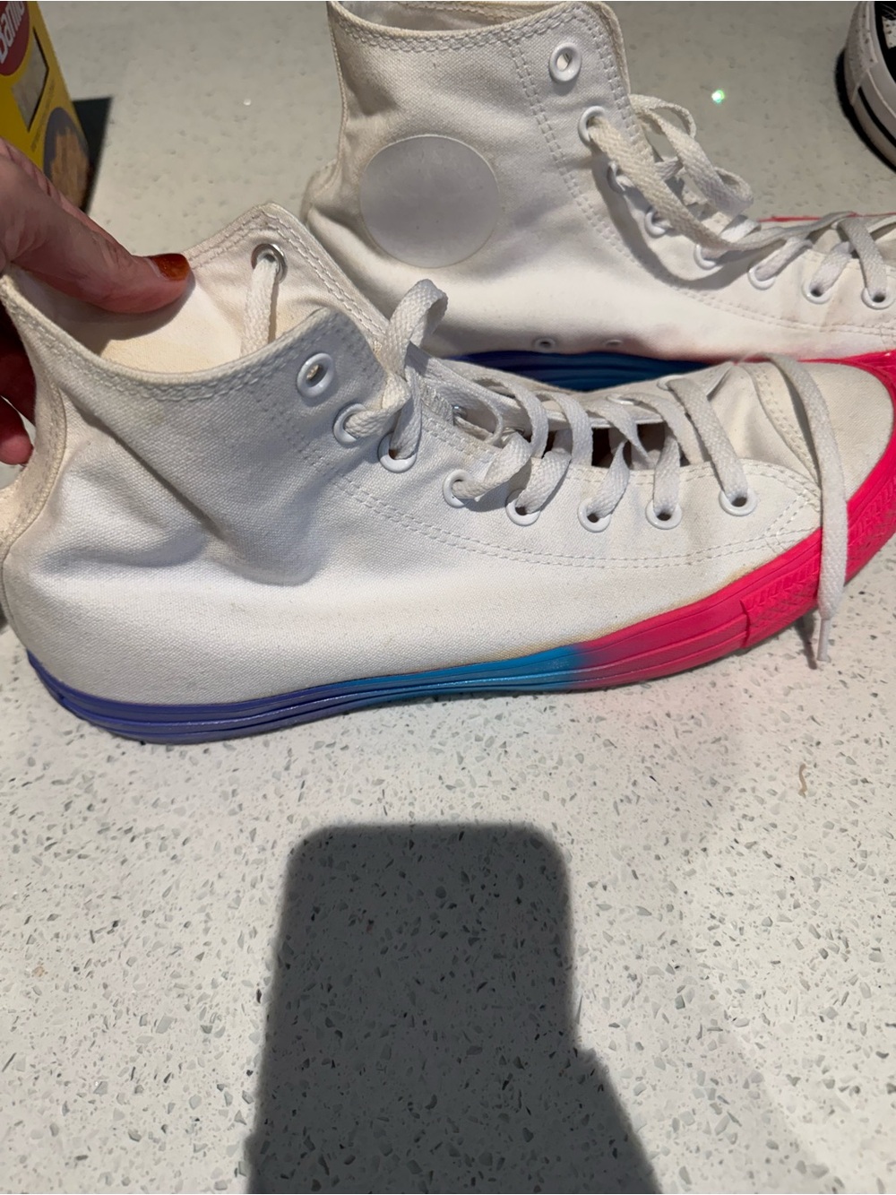 Converse solid white with rainbow sole